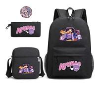 AII Lover 3Pcs Anime Backpack Set with Stickers,17in 3D Printed Cartoon Lunch Bag High Capacity Schoolbag Boy And Girl Schoolbag. (A)