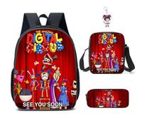 AII Lover 3Pcs Anime Circus Backpack Set with Keychain,16in 3D Printed Cartoon Lunch Bag High Capacity Schoolbag Boy And Girl Schoolbag. (B)