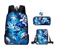 AII Lover 3Pcs Anime Game Backpack Set with Keychain,16in 3D Printed Cartoon Lunch Bag High Capacity Schoolbag Boy And Girl Schoolbag. (E)