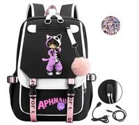 AII Lover Anime Backpack with USB Port,17in Cartoon Laptop Backpack Shoulder School Book Bag Students Backpack. (B)