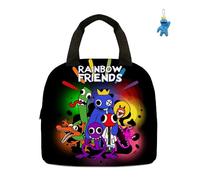 AII Lover Anime Rainbow Lunch Bag with Friends Keychain,3D Printed Anime Pattern Insulated Bag Food Container Thermal Lunch Tote Bags Leak-Proof Cooler Bag (B)