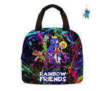 AII Lover Anime Rainbow Lunch Bag with Friends Keychain,3D Printed Anime Pattern Insulated Bag Food Container Thermal Lunch Tote Bags Leak-Proof Cooler Bag (A)