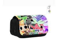 AII Lover Anime World Pencil Case with Keychain,Cartoon Double Zippers Pencil Case Large Capacity Cosmetic Bag Pen Bag Portable Gifts. (F)
