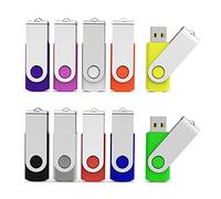 Aiibe 10 Pack 64 GB USB Flash Drives Thumb Drive Jump Drives 64GB 2.0 Flash Drive Bulk (10 Mixed Colors: Black Blue Red Green Orange White Yellow Pink Purple Silver)