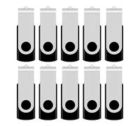 Aiibe 4GB USB Flash Drive Thumb Drives 10 Pack USB 2.0 Memory Stick Jump Drive Swivel Keychain Design (Black)