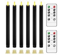AiiBowy LED Candles [Set of 6] Flameless, 24-Hour Timer, Remote Control, Battery Operated, 3D Flame, Black