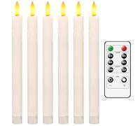 AiiBowy LED Taper Candles with Timer [ Set of 6 ], Flickering Warm Light Candles, Battery Operated Flameless LED Candles with Remote, Real Wax LED Dinner Candles for Christmas Home Wedding Decor Lvory
