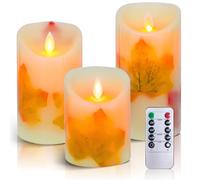 AiiBowy Maple Leaf LED Candles [3 Pack] Warm White Flameless Battery Operated Electric LED Candles, with Remote Control, for Halloween Christmas Wedding Birthday Party Decorations - Maple Leaf