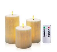 AiiBowy [Set of 3 LED Candles 4 Inches/5 Inches/6 Inches/5 Inches/6 Inches, Flameless Candles with Remote Control Timer Function, Battery Candles, Christmas Candles, LED Taper Candles, Home, White