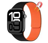 AiiBowy Strap Compatible with Apple Watch Strap 42mm 38mm 40mm 41mm, Dual Magnetic Silicone Sport Band for Apple Watch SE 3/SE 2/SE/Series 11/10/9/8/7/6/5/4/3/2/1 Black Orange