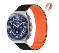 AiiBowy Strap Compatible with Samsung Galaxy Watch Ultra 47mm 2025/2024 for Women Men, Dual Magnetic Silicone Sport Band for Samsung Galaxy Watch 8/7 Ultra 47mm Black Orange