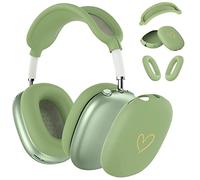 AIIEKZ Case for Airpods Max Headphones,Anti-Scratch Soft Silicone with Gold Heart Pattern Ear Cups Case Cover/Ear Pad Cover/Headband Cover for Apple Airpod Max (Matcha Green)