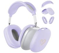 AIIEKZ Case for Airpods Max Headphones,Anti-Scratch Soft Silicone with Gold Heart Pattern Ear Cups Case Cover/Ear Pad Cover/Headband Cover for Apple Airpod Max (Lavender Purple)