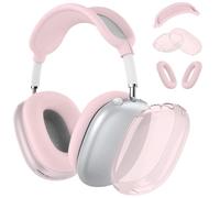 AIIEKZ Case for AirPods Max, Soft Silicone with Gold Heart Pattern Ear Cups Case/Headband Cover (Clear Pink)