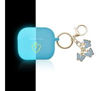 AIIEKZ - Compatible with AirPods 3 2021, AirPods 3 Case, Soft Silicone Protective Case with Golden Heart Pattern for AirPods 3rd Generation, with Cute Butterfly Keychain for Girls and