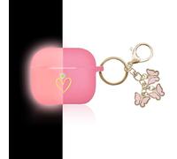 AIIEKZ Compatible with AirPods 3 Case 2021, Soft Silicone Case with Golden Heart Pattern for AirPods 3rd Generation, Case with Cute Butterfly Keychain for Girls Women