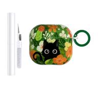 AIIEKZ Compatible with AirPods 4 Case Cover 2024,Hard TPU Case with Cute Cartoon Cat Pattern for AirPods 4th Generation with Metal Keychain and Cleaning Kit for Girls Women (Green)
