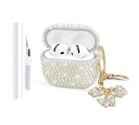 AIIEKZ Compatible with AirPods 4 Case Cover 2024, Hard TPU Cover with Glitter Diamond for AirPods 4th Generation Case with Bling Butterfly Keychain and Cleaning Kit for Girls Women (Colorful)