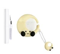 AIIEKZ Compatible with AirPods 4 Case Cover 2024,Soft Silicone Case with Kawaii 3D Cartoon for AirPods 4th Generation Case with Cute Keychain and Cleaning Kit for Girls Women (Moon)