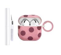 AIIEKZ Compatible with AirPods 4 Case Cover, Hard TPU Case with Cute Polka Dot Pattern for AirPods 4th Generation Case with Metal Keychain and Cleaning Kit for Girls Women (Pink, Big Polka Dots)