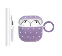 AIIEKZ Compatible with AirPods 4 Case Cover, Hard TPU Case with Cute Polka Dot Pattern for AirPods 4th Generation Case with Metal Keychain and Cleaning Kit for Girls Women (Purple, Small Polka Dots)