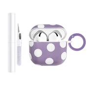 AIIEKZ Compatible with AirPods 4 Case Cover, Hard TPU Case with Cute Polka Dot Pattern for AirPods 4th Generation Case with Metal Keychain and Cleaning Kit for Girls Women (Purple, Big Polka Dots)