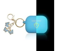 AIIEKZ Compatible with AirPods Pro 2 Case 2022, Soft Silicone Cover with Gold Heart Pattern for AirPods Pro 2nd Generation Case with Cute Butterfly Keychain for Girls Women (Nightglow Blue)