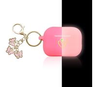 AIIEKZ Compatible with AirPods Pro 2 Case 2022, Soft Silicone Cover with Gold Heart Pattern for AirPods Pro 2nd Generation Case with Cute Butterfly Keychain for Girls Women (Nightglow Pink)