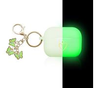 AIIEKZ Compatible with AirPods Pro 2 Case 2022, Soft Silicone Cover with Gold Heart Pattern for AirPods Pro 2nd Generation Case with Cute Butterfly Keychain for Girls Women (Nightglow Green)