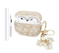 AIIEKZ Compatible with AirPods Pro 2 Case Cover 2022, Hard TPU Case with Glitter Diamond for AirPods Pro 2nd/1st Generation with Bling Butterfly Keychain and Cleaning Kit for Girls Women (Gold)