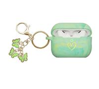 AIIEKZ Compatible with AirPods Pro 2 Case Cover 2022, Soft Silicone Case with Gold Heart Pattern for AirPods Pro 2nd Generation Case with Cute Butterfly Keychain for Girls Women (Camouflage Green)