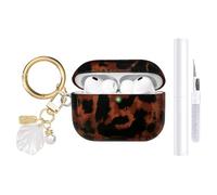 AIIEKZ Compatible with AirPods Pro 3 Case 2025,Soft TPU Case with Shell Pattern for AirPods Pro 3rd Generation Case with Pearl Shell Keychain and Cleaning Kit for Girls Women (Tortoiseshell)