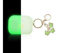 AIIEKZ Compatible with AirPods Pro Case Cover, Soft Silicone Case with Gold Heart Pattern for AirPod Pro Case with Cute Butterfly Keychain for Girls Women(Nightglow Green)