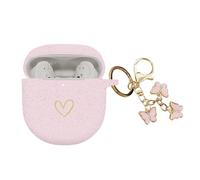 AIIEKZ Compatible with Bose QuietComfort Earbuds II 2022, Soft Silicone Case with Gold Heart Pattern for Bose QC II Case with Cute Butterfly Keychain for Girls Women (Rose Gold)
