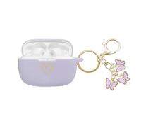AIIEKZ Compatible with JBL Vibe 200TWS/JBL Vibe Beam Case Cover, Soft Silicone Case with Gold Heart Pattern for JBL Vibe Beam 2 (2025) Case with Cute Butterfly Keychain for Girls Women (Purple)