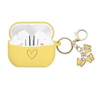 AIIEKZ Compatible with Samsung Galaxy Buds 3 Pro and Galaxy Buds 3 (2024), Soft Silicone Case with Gold Heart Pattern with Cute Butterfly Keychain for Girls Women (Yellow)
