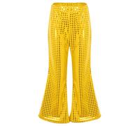 Aiihoo Girls Glitter Modern Hip Hop Jazz Street Latin Dance Flare Pants Boys Bell Bottom Performance Party Trousers Dancewear Gold 15-16 Years