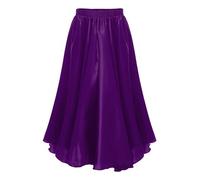 Aiihoo Girls Satin Long Full Circle Spanish Belly Dance Skirt Kids Flared Skater Skirt Flamenco Gypsy Latin Skirt Dancewear Purple 7-8 Years