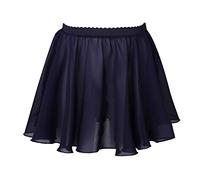 Aiihoo Little Girls Ballet Dance Basic Chiffon Wrap Skirt Circular Pull-On Tutu Skirt Gymnastics Skate Ballerina Dancewear Navy Blue 02 12-15 Years