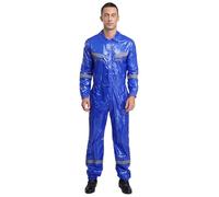 Aiihoo Mens Waterproof Lightweight Reflective Coveralls Mechanics Overalls Long Sleeve Jumpsuits Royal Blue M