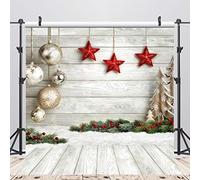 AIIKES 10x10ft Christmas Photography Backdrop White Wood Snowflake Decoration backdrop 10-383