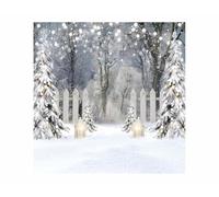 AIIKES 10X10FT Winter Photography Backdrop Glitter White Snow Forest Pine Tree Backdrop Christmas Holiday Party Decor Banner Kids Portrait Photo Studio Props 12-621