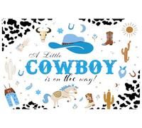 AIIKES 6x4ft West Cowboy Theme Backdrop A Little Cowboy is On The Way Backdrops Blue Baby Shower Photography Background XY185
