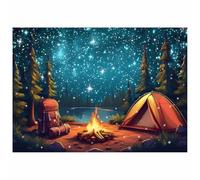 AIIKES 7x5FT Forest Scene Camping Backdrop Campfire Tent Backdrops Photography for Kids Adult Birthday Party Decor Banner Studio Props XY174