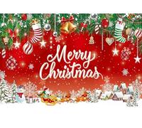 AIIKES 7x5ft Merry Christmas Backdrop Red Winter Christmas Family Party Decoration Backdrop XY75