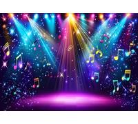 AIIKES 7x5FT Rainbow Stage Photography Backdrop 1980s Colorful Disco Backdrop Rock Music Glow Neon Dance Birthday Party Decorations Background XY142