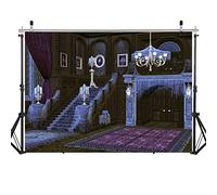 AIIKES 8x6ft Halloween Backdrop Halloween Haunted House Backdrop for Photography Spider Web Retro Stairs Creepy Setting Backdrop Children Baby Adults Portraits Photo Studio Props 12-343