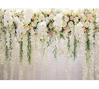 AIIKES 8x6FT White Flower Wall Backdrop Wedding Party Decoration Backdrop Bridal Shower Background 11-490