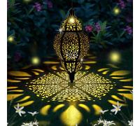 AIINY Hanging Solar Lantern Outdoor Decor, Moroccan Solar Lights for Outside Garden Decorations, Waterproof Solar Lanterns Garden Gifts for Mom, Women, Patio, Yard Ornament