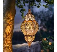 AIINY Hanging Solar Lantern Outdoor Decor, Moroccan Solar Lights for Outside Garden Decorations, Waterproof Solar Lanterns Garden Gifts for Mom, Women, Patio, Yard Ornament